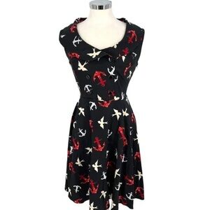 Anchor Print Black Mini Dress